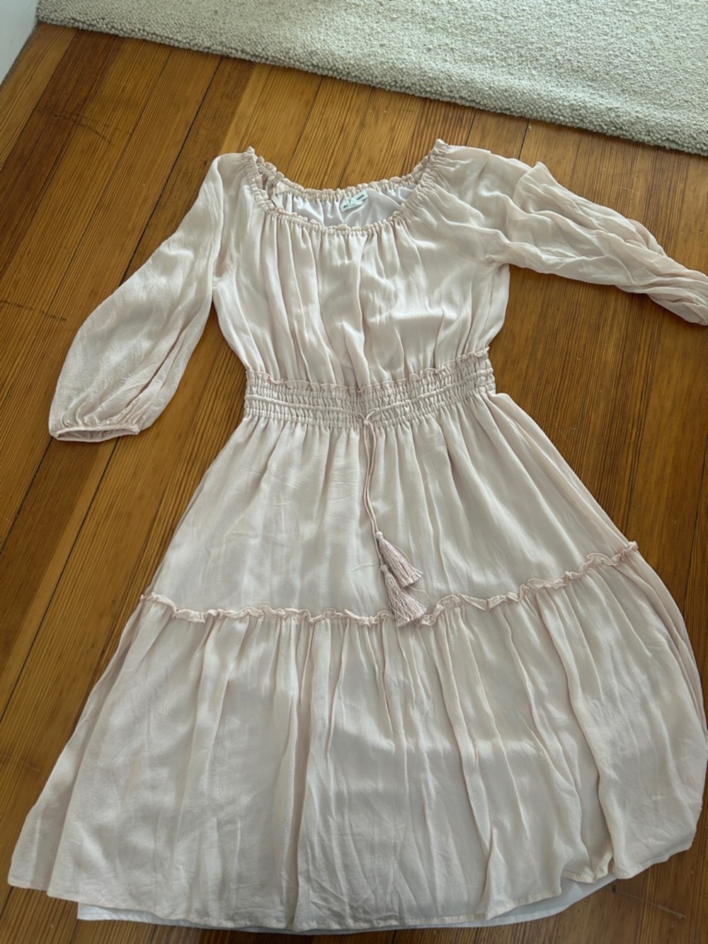 Club Monaco Light Blush Peasant Midi Dress